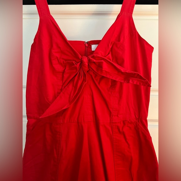 Color Me Courtney - Women’s Red Sleeveless Dress (with pockets and front tie) - Picture 6 of 10
